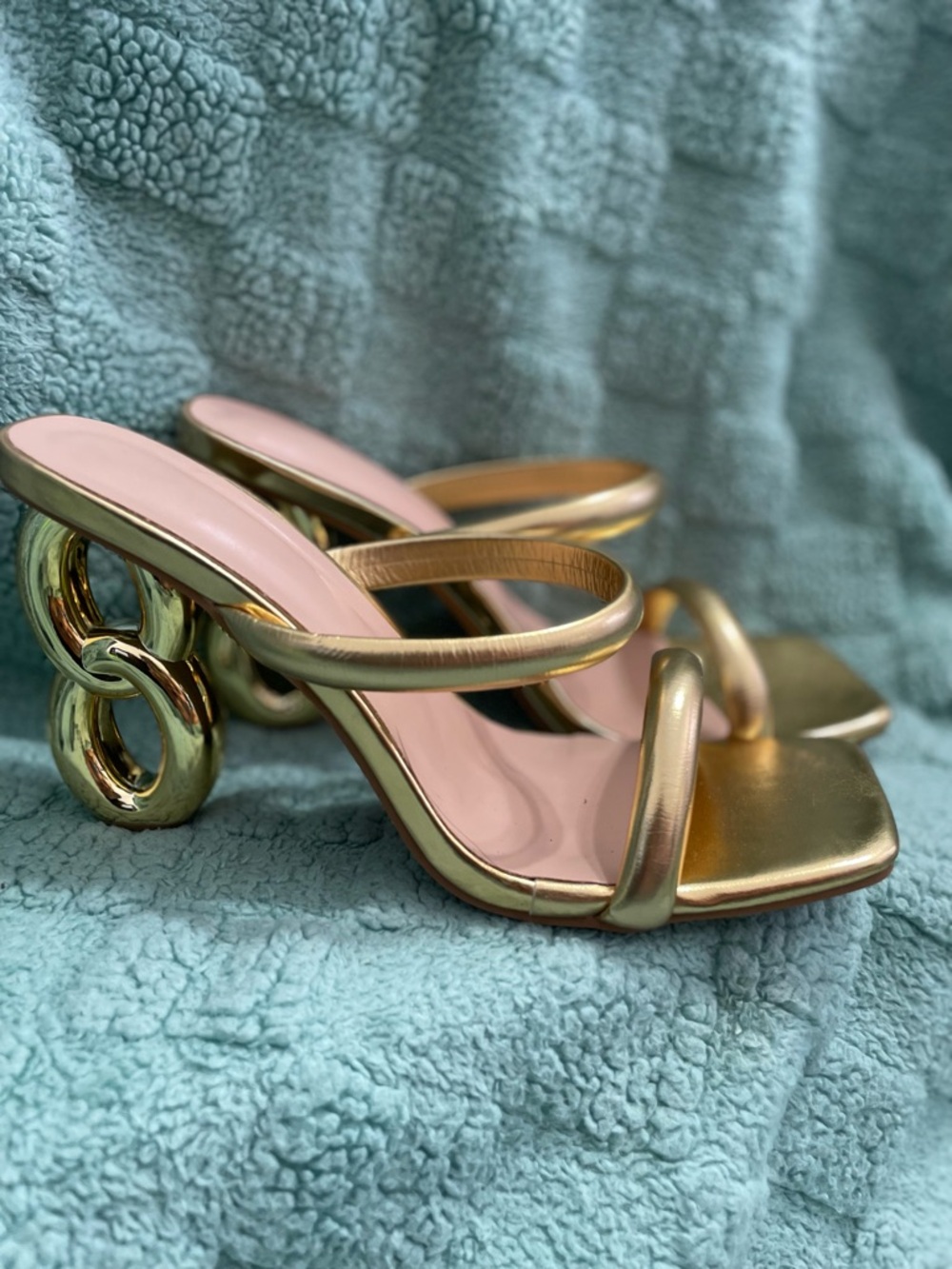 Gold Strappy Heeled Sandals - Elegant Women's Dress Mules